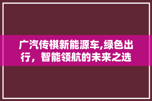 广汽传祺新能源车,绿色出行，智能领航的未来之选