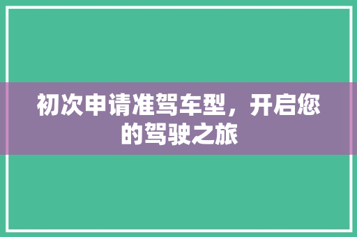 初次申请准驾车型，开启您的驾驶之旅