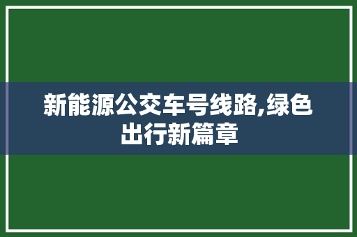 新能源公交车号线路,绿色出行新篇章