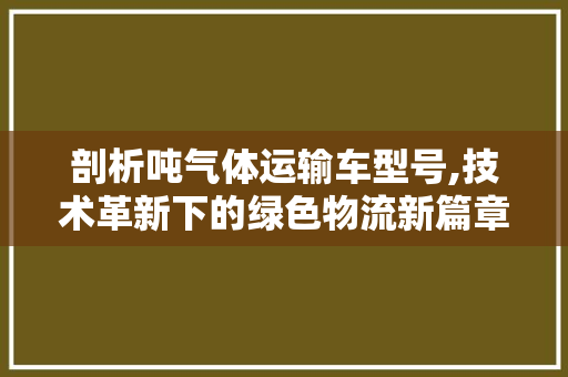 剖析吨气体运输车型号,技术革新下的绿色物流新篇章