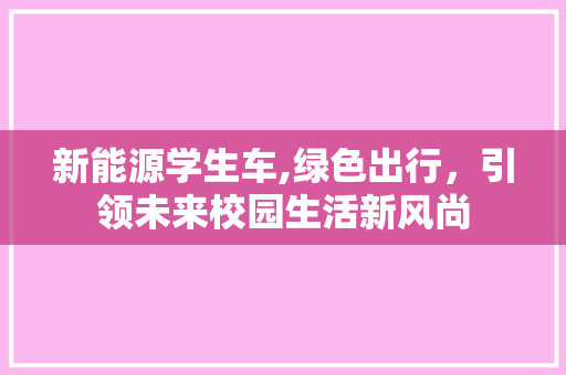 新能源学生车,绿色出行，引领未来校园生活新风尚