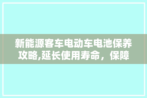 新能源客车电动车电池保养攻略,延长使用寿命，保障出行安全