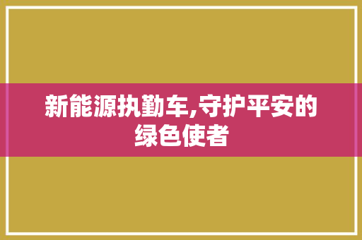 新能源执勤车,守护平安的绿色使者