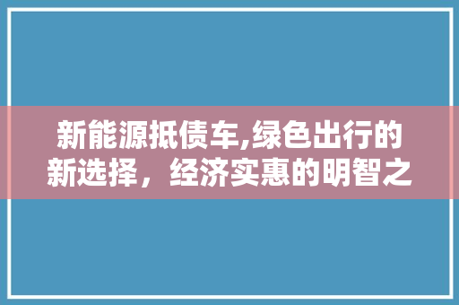 新能源抵债车,绿色出行的新选择，经济实惠的明智之举