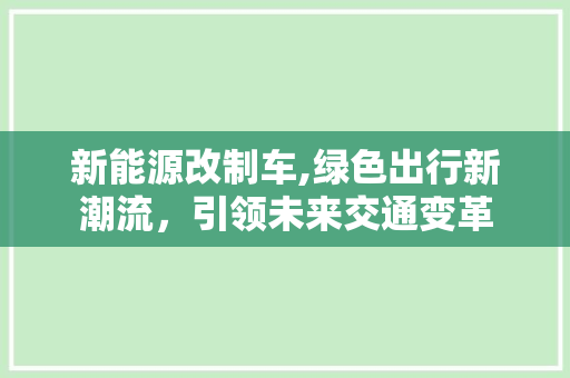 新能源改制车,绿色出行新潮流，引领未来交通变革