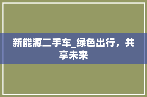 新能源二手车_绿色出行，共享未来