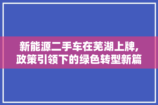 新能源二手车在芜湖上牌,政策引领下的绿色转型新篇章