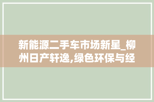 新能源二手车市场新星_柳州日产轩逸,绿色环保与经济实惠的双重优势
