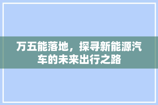 万五能落地，探寻新能源汽车的未来出行之路