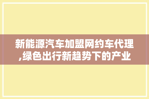 新能源汽车加盟网约车代理,绿色出行新趋势下的产业革命