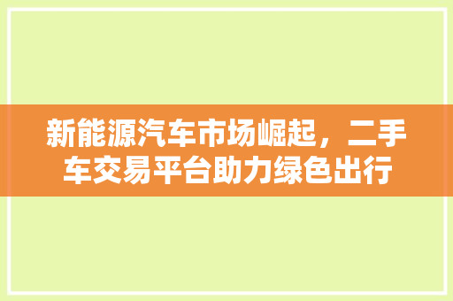 新能源汽车市场崛起，二手车交易平台助力绿色出行