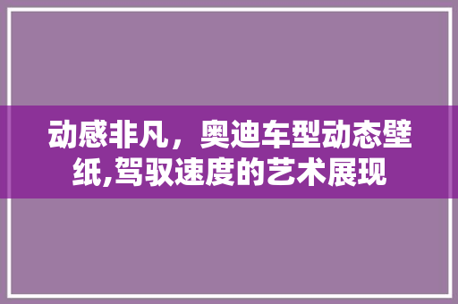 动感非凡，奥迪车型动态壁纸,驾驭速度的艺术展现