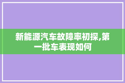 新能源汽车故障率初探,第一批车表现如何