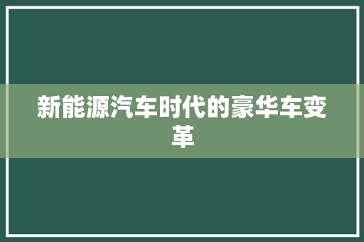 新能源汽车时代的豪华车变革