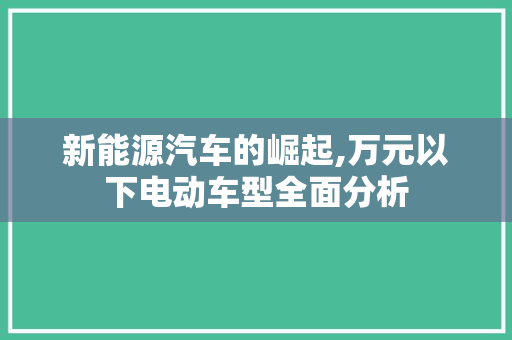 新能源汽车的崛起,万元以下电动车型全面分析