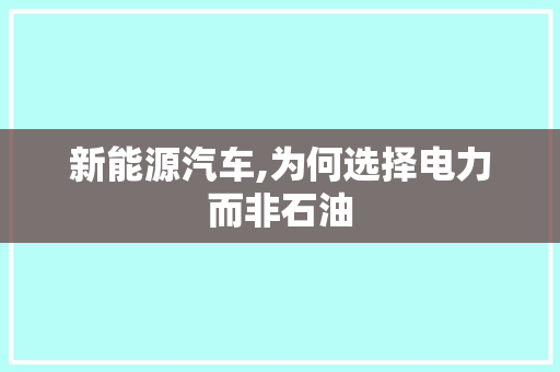 新能源汽车,为何选择电力而非石油