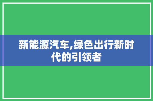 新能源汽车,绿色出行新时代的引领者