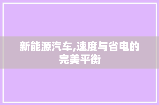 新能源汽车,速度与省电的完美平衡