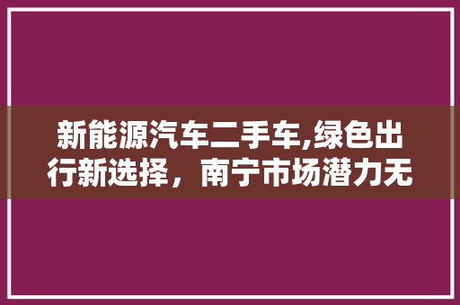 新能源汽车二手车,绿色出行新选择，南宁市场潜力无限