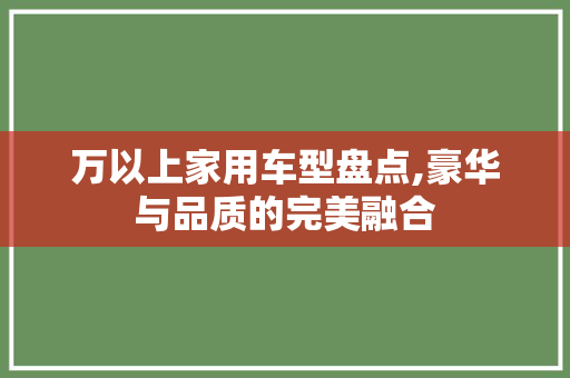 万以上家用车型盘点,豪华与品质的完美融合