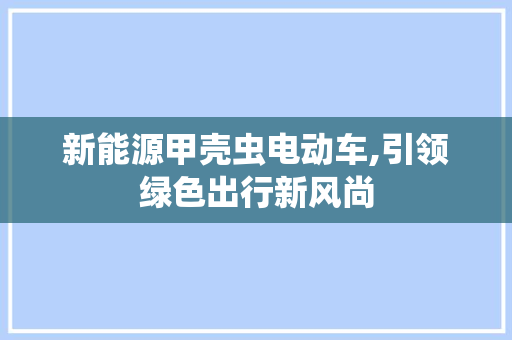 新能源甲壳虫电动车,引领绿色出行新风尚