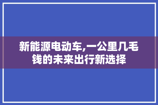 新能源电动车,一公里几毛钱的未来出行新选择