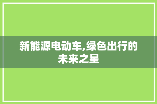 新能源电动车,绿色出行的未来之星
