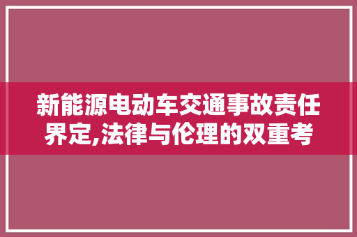新能源电动车交通事故责任界定,法律与伦理的双重考量