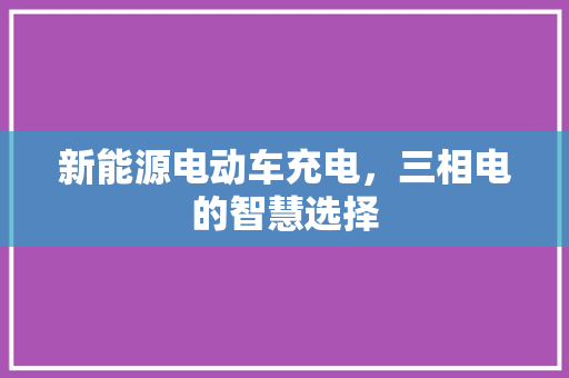 新能源电动车充电，三相电的智慧选择