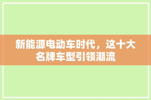 新能源电动车时代，这十大名牌车型引领潮流