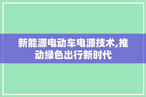 新能源电动车电源技术,推动绿色出行新时代