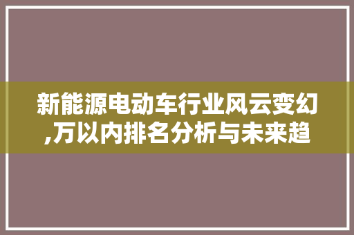 新能源电动车行业风云变幻,万以内排名分析与未来趋势展望