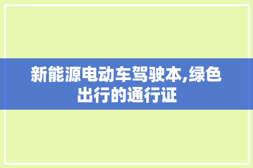 新能源电动车驾驶本,绿色出行的通行证