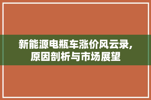 新能源电瓶车涨价风云录,原因剖析与市场展望