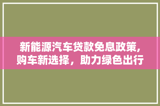 新能源汽车贷款免息政策,购车新选择，助力绿色出行