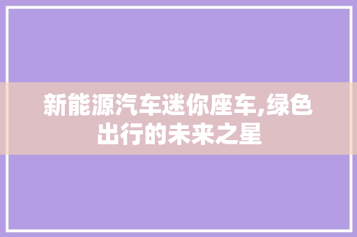 新能源汽车迷你座车,绿色出行的未来之星
