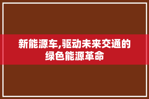 新能源车,驱动未来交通的绿色能源革命