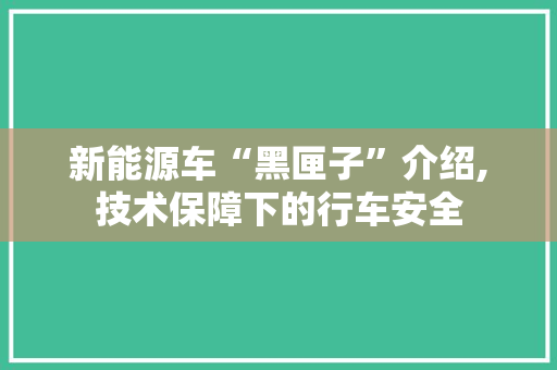 新能源车“黑匣子”介绍,技术保障下的行车安全