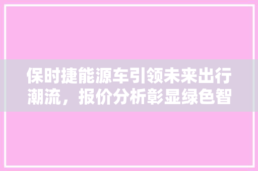 保时捷能源车引领未来出行潮流，报价分析彰显绿色智慧