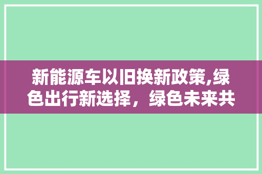 新能源车以旧换新政策,绿色出行新选择，绿色未来共筑