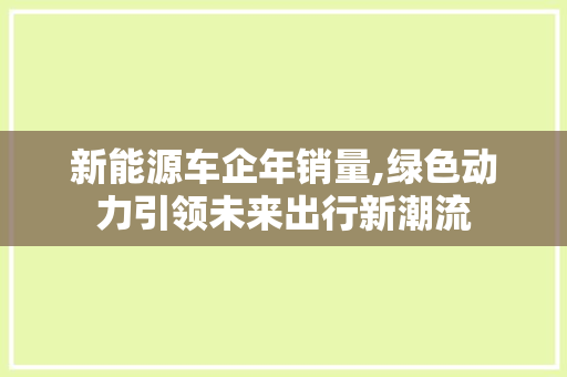 新能源车企年销量,绿色动力引领未来出行新潮流