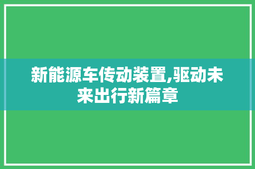 新能源车传动装置,驱动未来出行新篇章