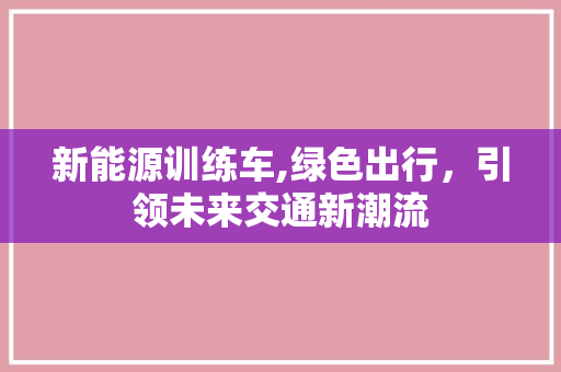 新能源训练车,绿色出行，引领未来交通新潮流