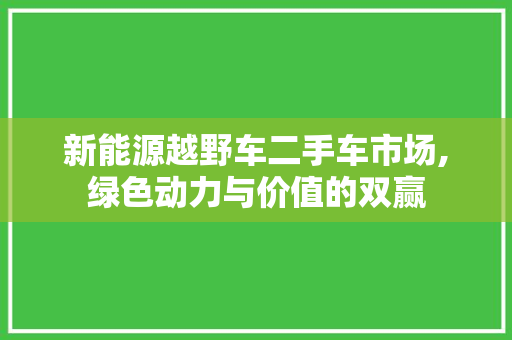 新能源越野车二手车市场,绿色动力与价值的双赢