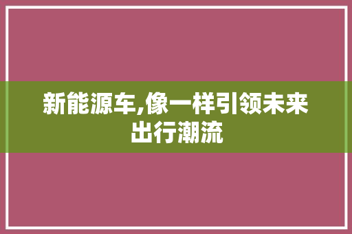 新能源车,像一样引领未来出行潮流