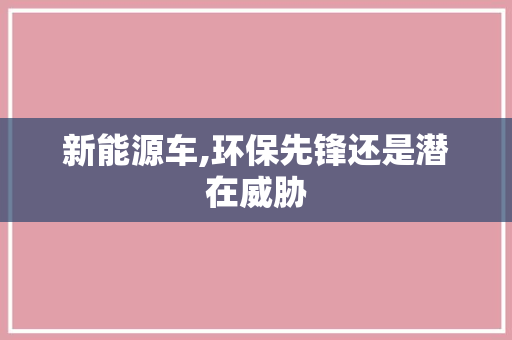 新能源车,环保先锋还是潜在威胁