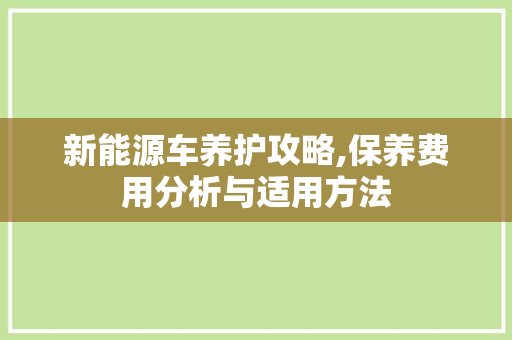 新能源车养护攻略,保养费用分析与适用方法