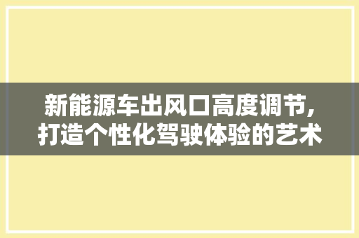 新能源车出风口高度调节,打造个性化驾驶体验的艺术