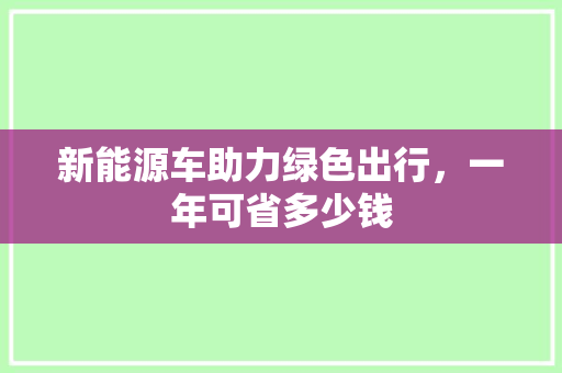 新能源车助力绿色出行，一年可省多少钱