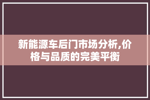 新能源车后门市场分析,价格与品质的完美平衡